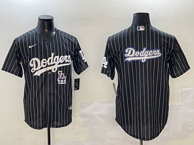 Men Los Angeles Dodgers Blank Black Stripe Jointly Name 2025 Nike MLB Jersey style 40